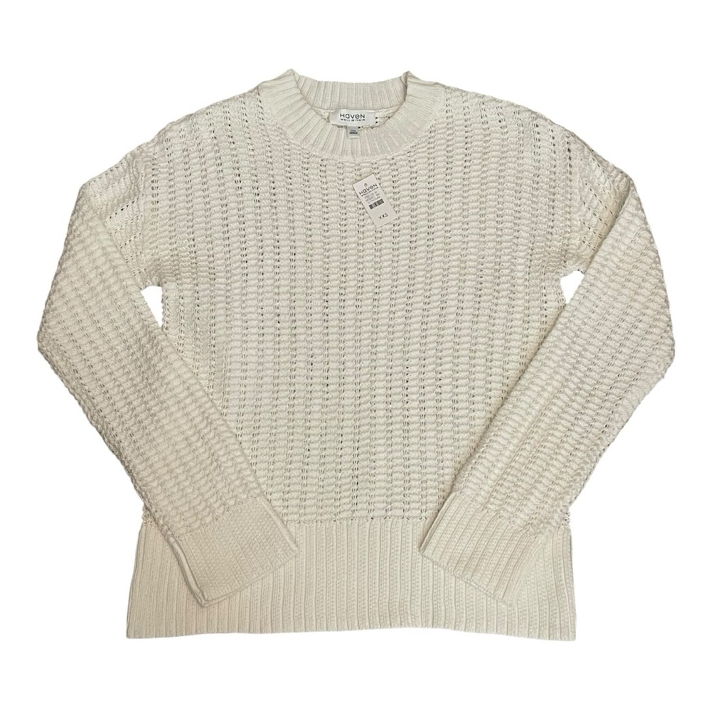 Haven Well Within Organic Cotton Open Stitch Sweater in Ivory Size XXSmall New